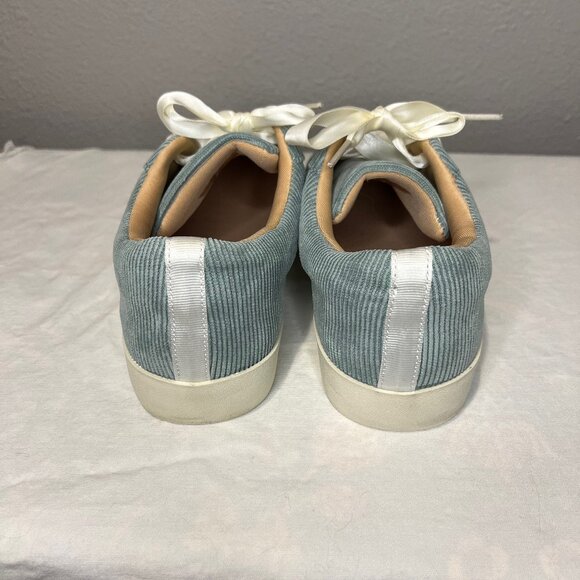 Light Aqua Corduroy Sneakers with ribbon laces Women's size 8 - Picture 4 of 6